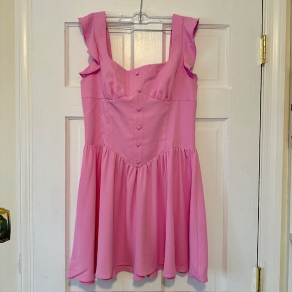 New AMANDA UPRICHARD Pink Holland Dress Flutter Sleeve Size XS NWT - Picture 11 of 16